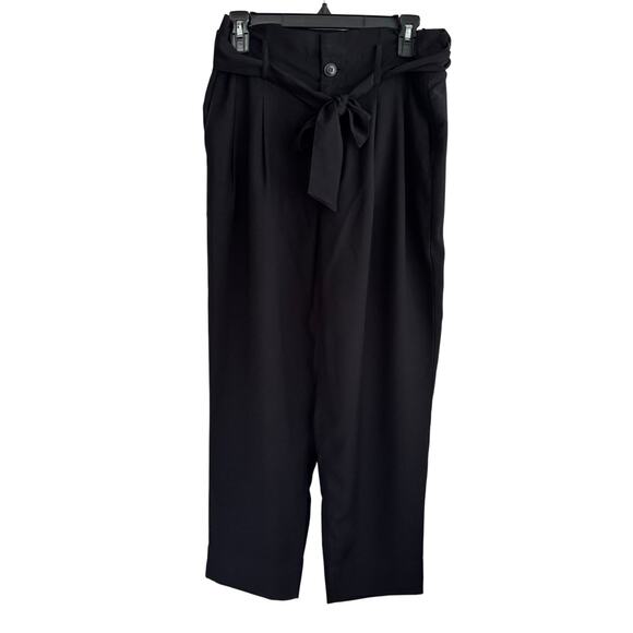 Madewell Drapey Paperbag Pants Black Pleated Button Front Zip High Rise Sz 6 - Picture 1 of 11